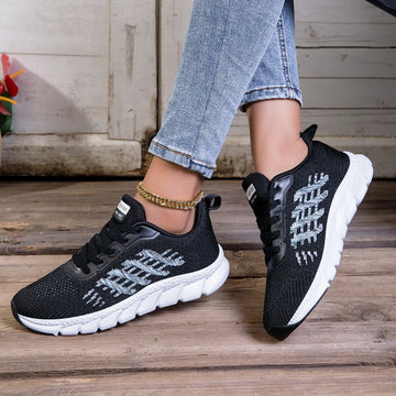 Xajzpa Women Sneakers All-match Light Flying-Woven Sport Running Shoes Cushion Gym Fashion Shoes Non Slip Casual Walking Tennis Shoes